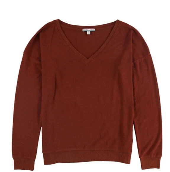 P.J. Salvage Womens Solid V-neck Pajama Sweater, Color whiskey, Small - Picture 1 of 7